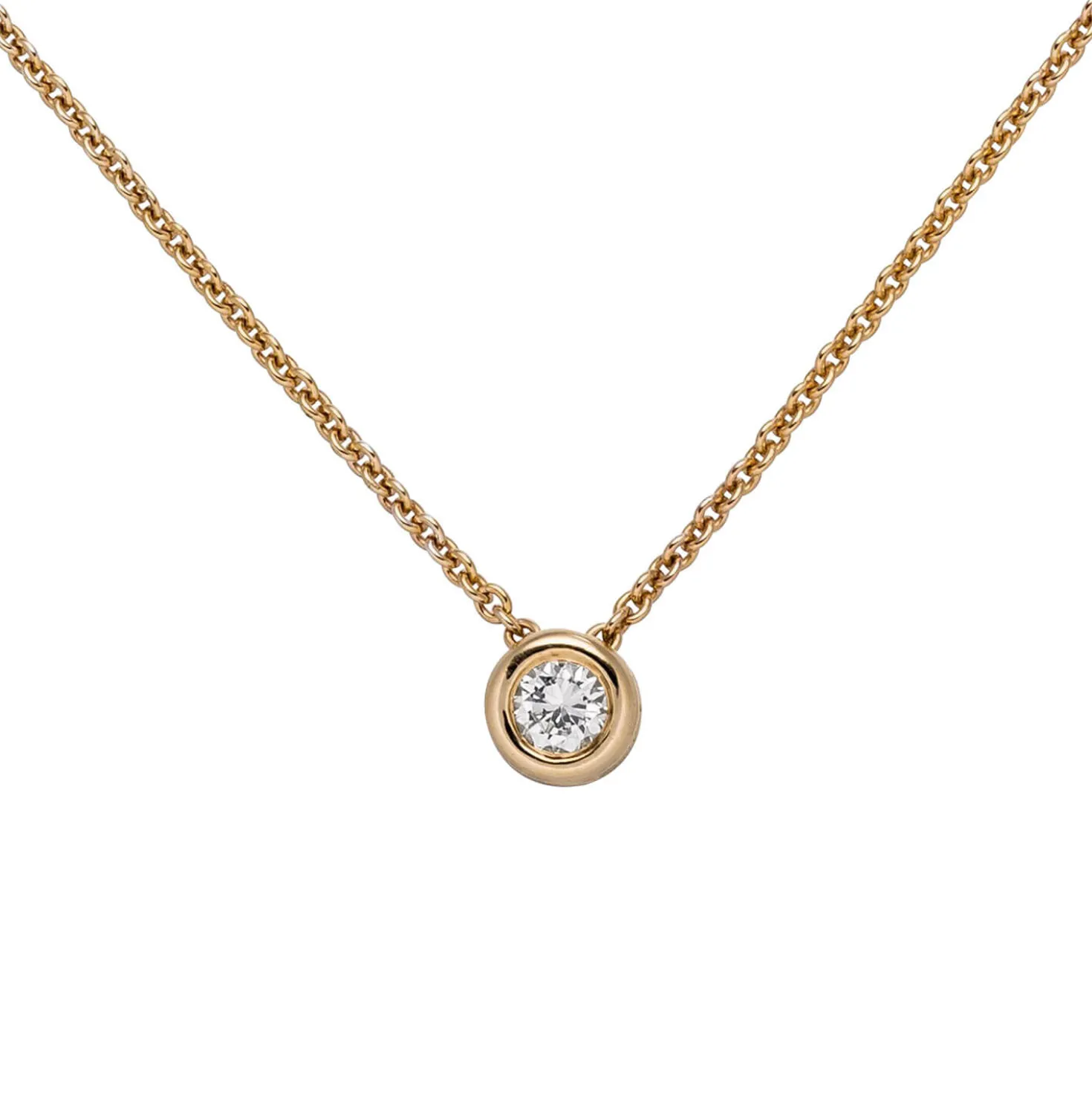 Collier Ankerkette mit Anhänger Solitär Diamant 0.15Ct 585 Rotgold 45cm