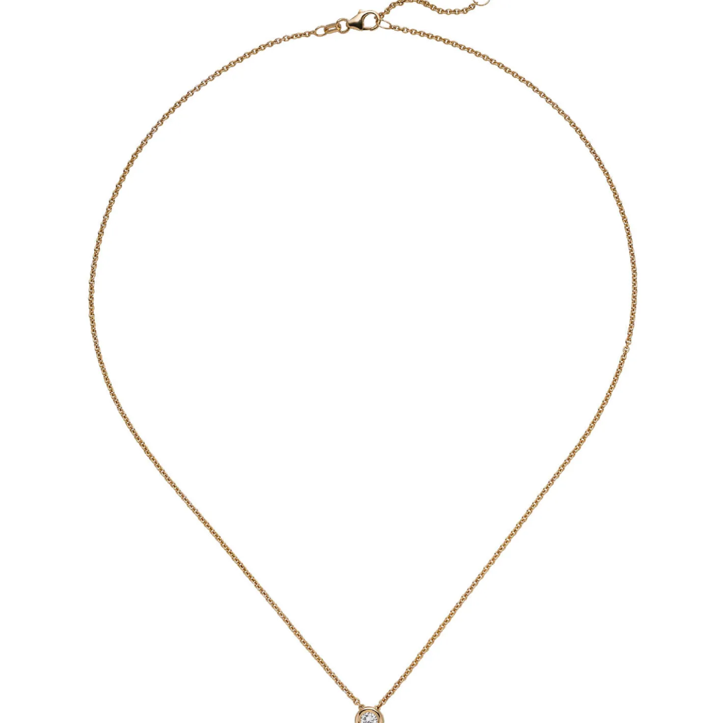 Collier Ankerkette mit Anhänger Solitär Diamant 0.15Ct 585 Rotgold 45cm