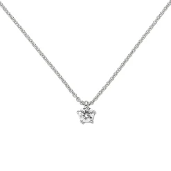 Collier Ankerkette mit Anhänger Solitär Diamant 0.15Ct 585 Weißgold 45cm