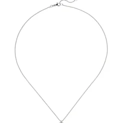 Collier Ankerkette mit Anhänger Solitär Diamant 0.15Ct 585 Weißgold 45cm