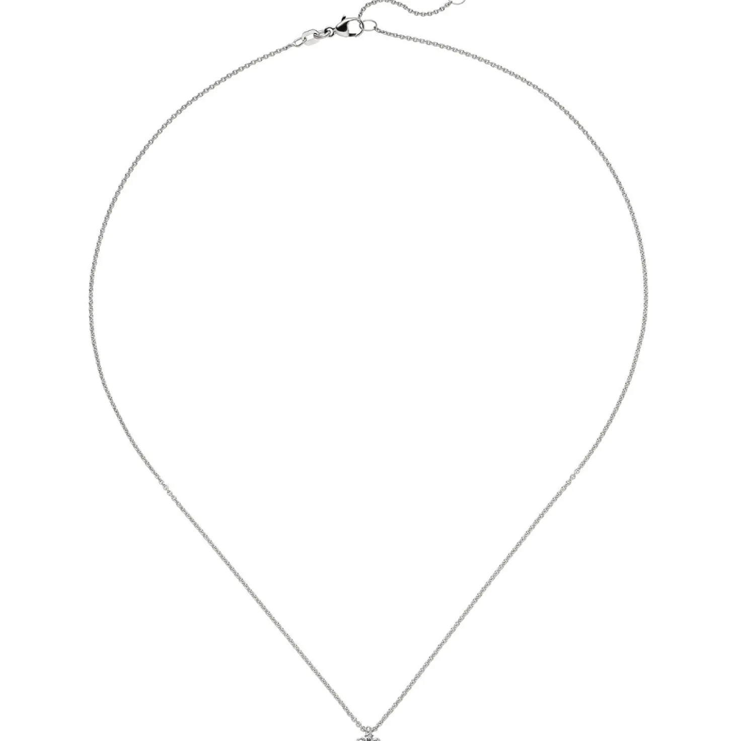 Collier Ankerkette mit Anhänger Solitär Diamant 0.15Ct 585 Weißgold 45cm