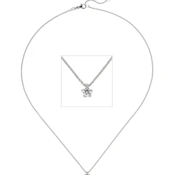 Collier Ankerkette mit Anhänger Solitär Diamant 0.15Ct 585 Weißgold 45cm