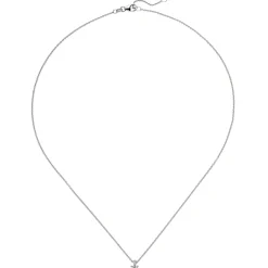 Collier Ankerkette mit Anhänger Solitär Diamant 0.15Ct 585 Weißgold 45cm