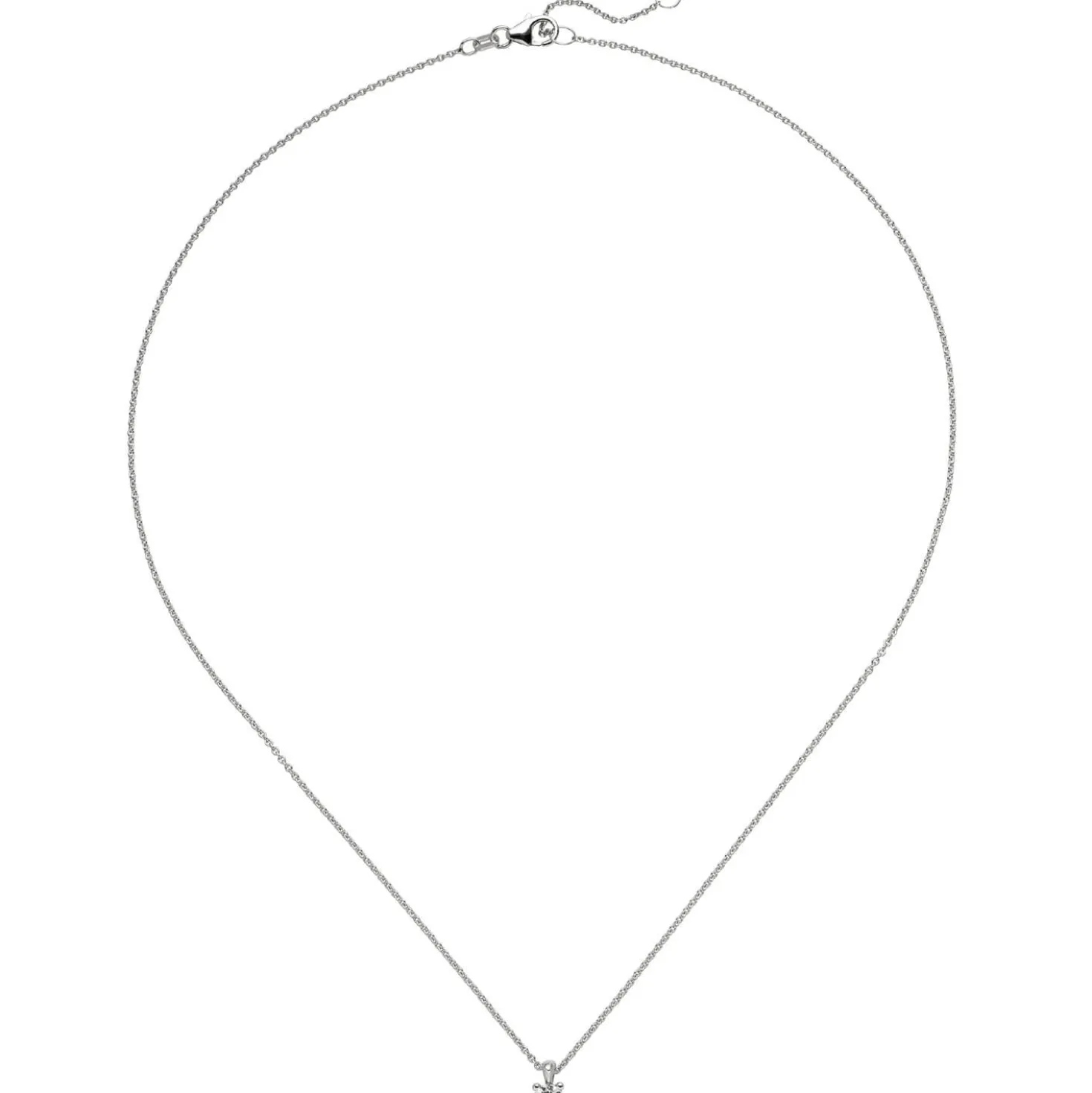 Collier Ankerkette mit Anhänger Solitär Diamant 0.15Ct 585 Weißgold 45cm