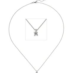 Collier Ankerkette mit Anhänger Solitär Diamant 0.15Ct 585 Weißgold 45cm