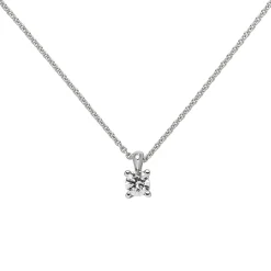 Collier Ankerkette mit Anhänger Solitär Diamant 0.15Ct 585 Weißgold 45cm