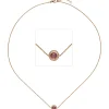 Collier Ankerkette mit Turmalin-Cabochon 16 Diamanten 0.05Ct 585 Rotgold