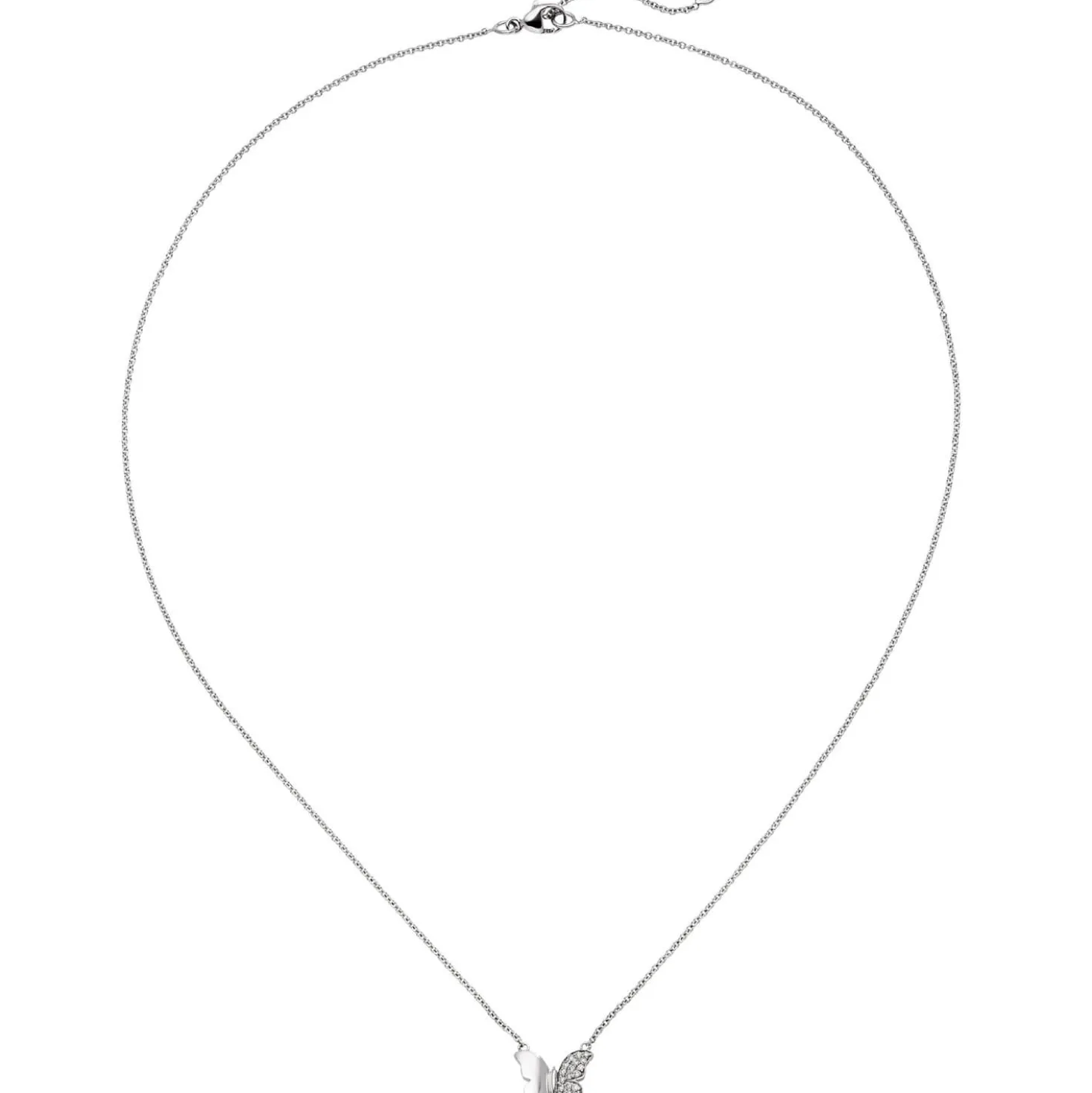 Collier Ankerkette Schmetterling mit 20 Diamanten 0.09Ct W/SI 585 Gold Weißgold