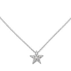 Collier Ankerkette Sternchen mit 16 Diamanten 0.05Ct W/SI 585 Gold Weißgold