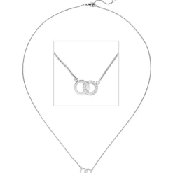 Collier Ankerkette zwei Ringe mit 13 Diamanten 0.05Ct 585 Weißgold 45cm