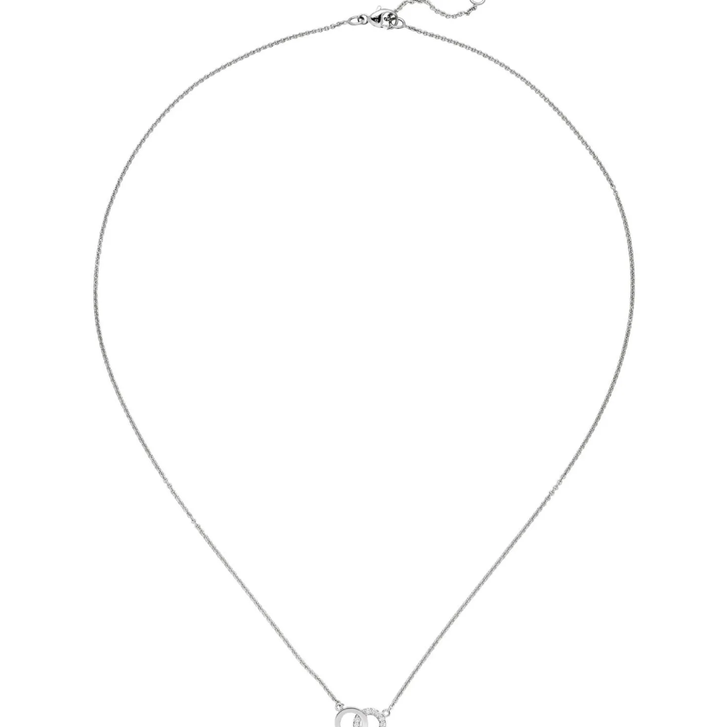 Collier Ankerkette zwei Ringe mit 13 Diamanten 0.05Ct 585 Weißgold 45cm