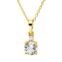 Collier aus 750 Gelbgold Amethyst 0,46ct grün Brillant 0,03ct TW-SI L:45cm
