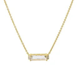 Collier aus 585 Gelbgold Amethyst 1,28ct grün 6 Brillanten 0,03ct W-PI L:45cm