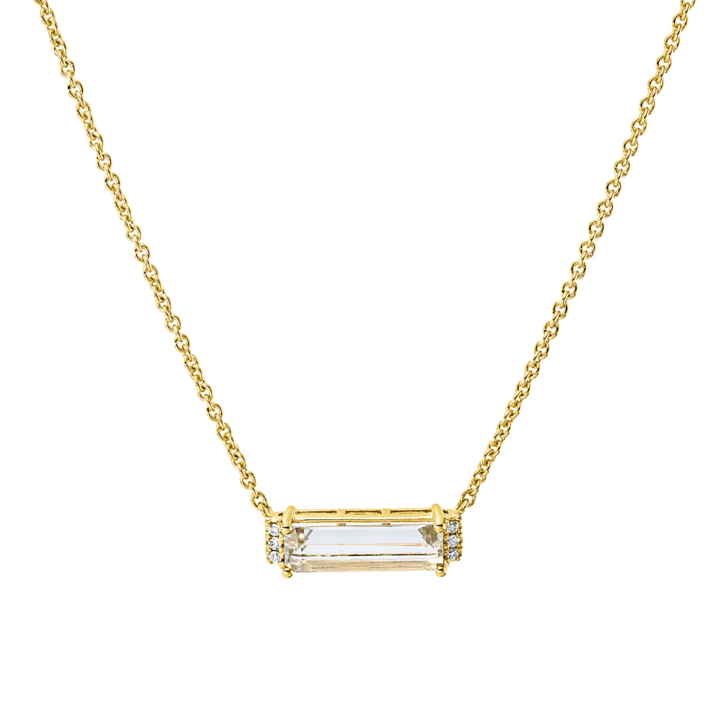 Collier aus 585 Gelbgold Amethyst 1,28ct grün 6 Brillanten 0,03ct W-PI L:45cm