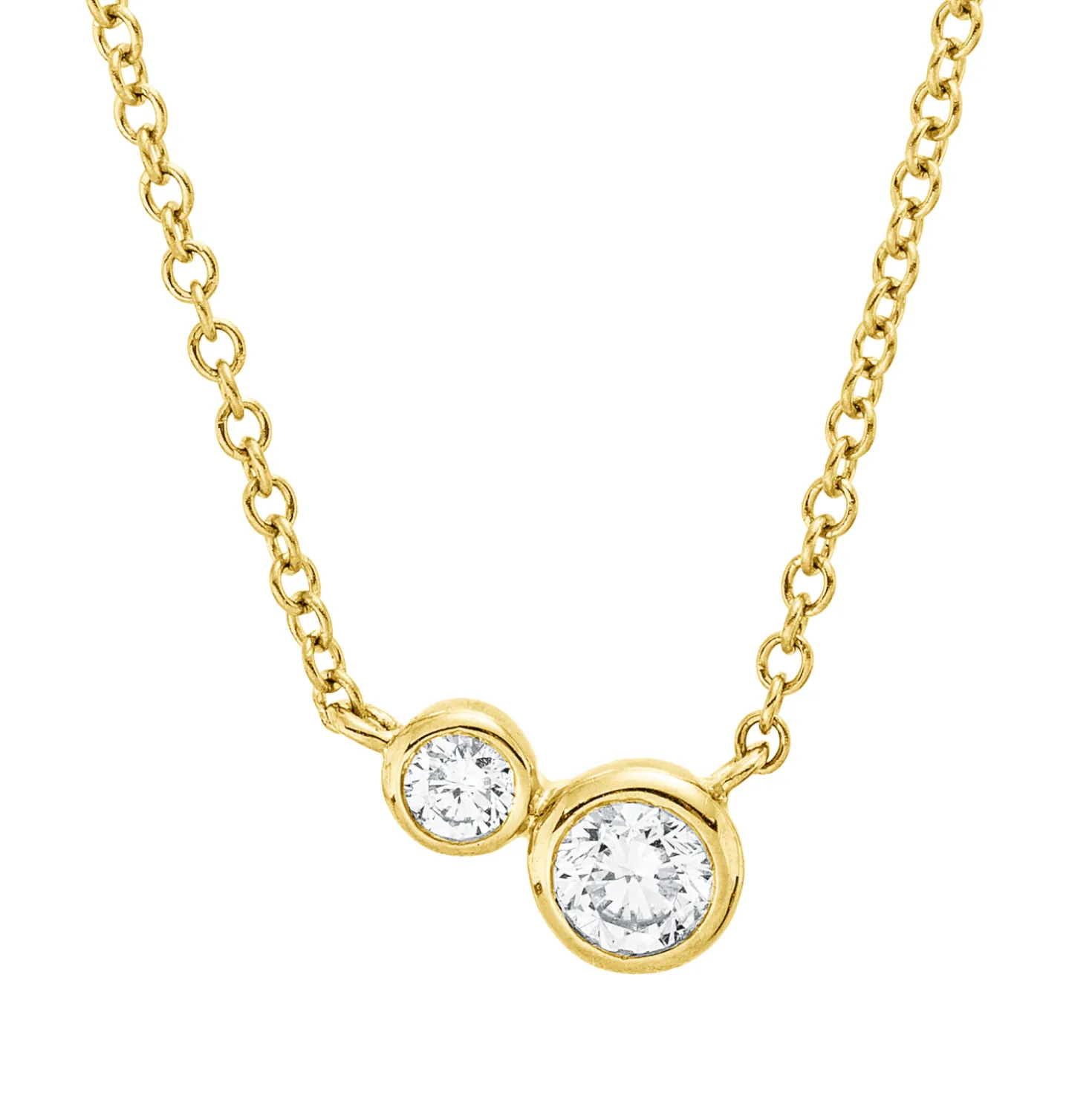 Collier aus 750 Gelbgold 1 Brillant 0,12ct TW-SI 1 Brillant 0,04ct TW-SI L:43,2cm