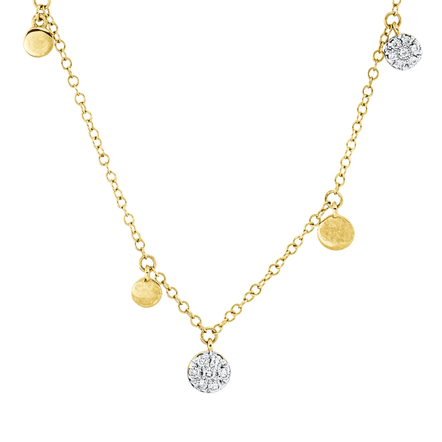 Collier aus 750 Gelbgold 28 Brillanten 0,1ct I-SI L:45,7cm Fassung rhodiniert