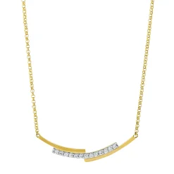 Collier aus 750 Gelbgold 13 Brillanten 0,1ct TW-PI L:45,7cm Fassung rhodiniert