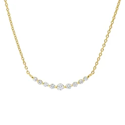 Collier aus 750 Gelbgold 8 Brillanten 0,12ct TW-SI 1 Brillant 0,04ct TW-SI L:45cm