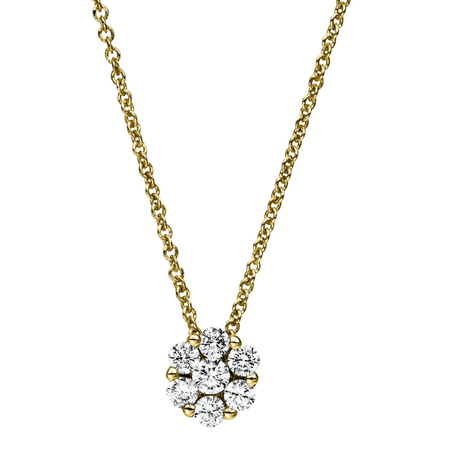 Collier aus 585 Gelbgold 6 Brillanten 0,33ct TW-SI 1 Brillant 0,1ct TW-SI L:42cm