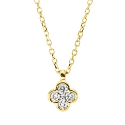 Collier aus 750 Gelbgold 4 Brillanten 0,09ct TW-SI 1 Brillant 0,01ct TW-SI L:45cm
