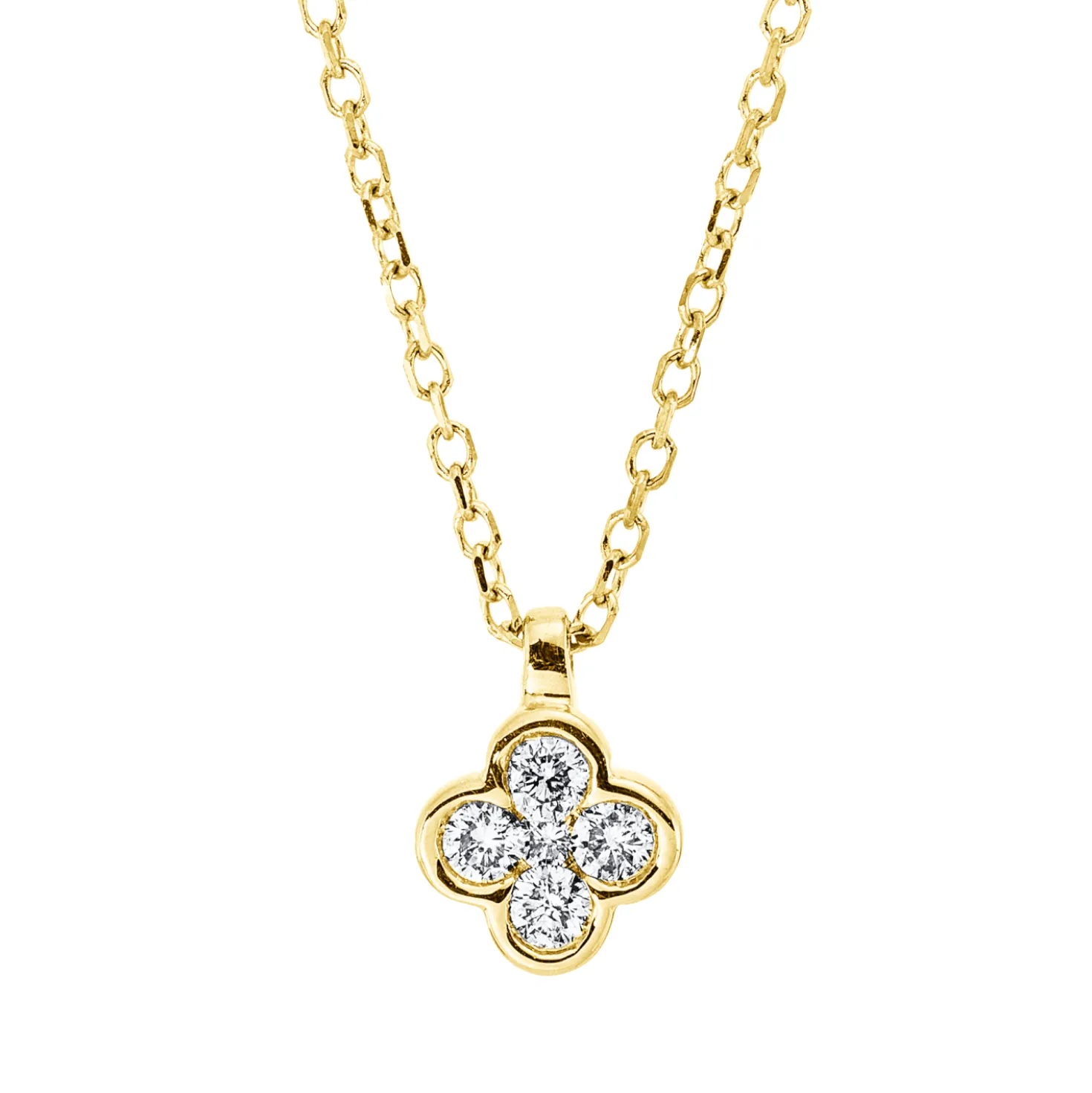 Collier aus 750 Gelbgold 4 Brillanten 0,09ct TW-SI 1 Brillant 0,01ct TW-SI L:45cm