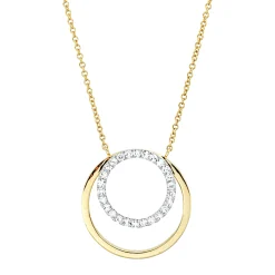 Collier aus 750 Gelbgold 26 Brillanten 0,2ct TW-SI L:45cm Fassung rhodiniert