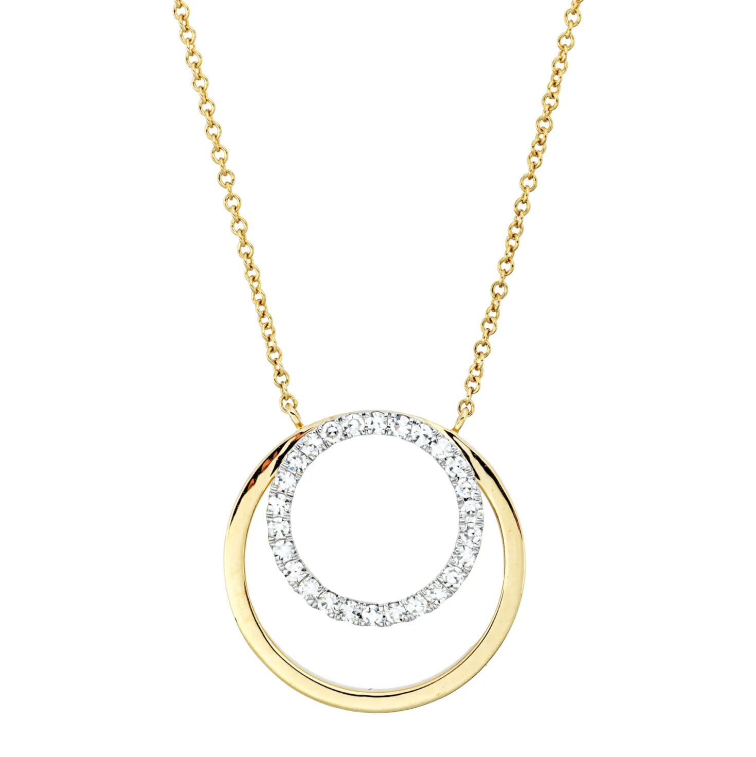 Collier aus 750 Gelbgold 26 Brillanten 0,2ct TW-SI L:45cm Fassung rhodiniert
