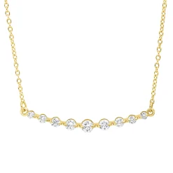 Collier aus 750 Gelbgold 9 Brillanten 0,25ct TW-SI L:45,7cm Fassung rhodiniert