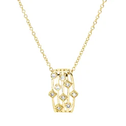 Collier aus 750 Gelbgold 4 Diamanten 0,02ct TW-SI 5 Diamanten 0,04ct TW-SI L:45cm
