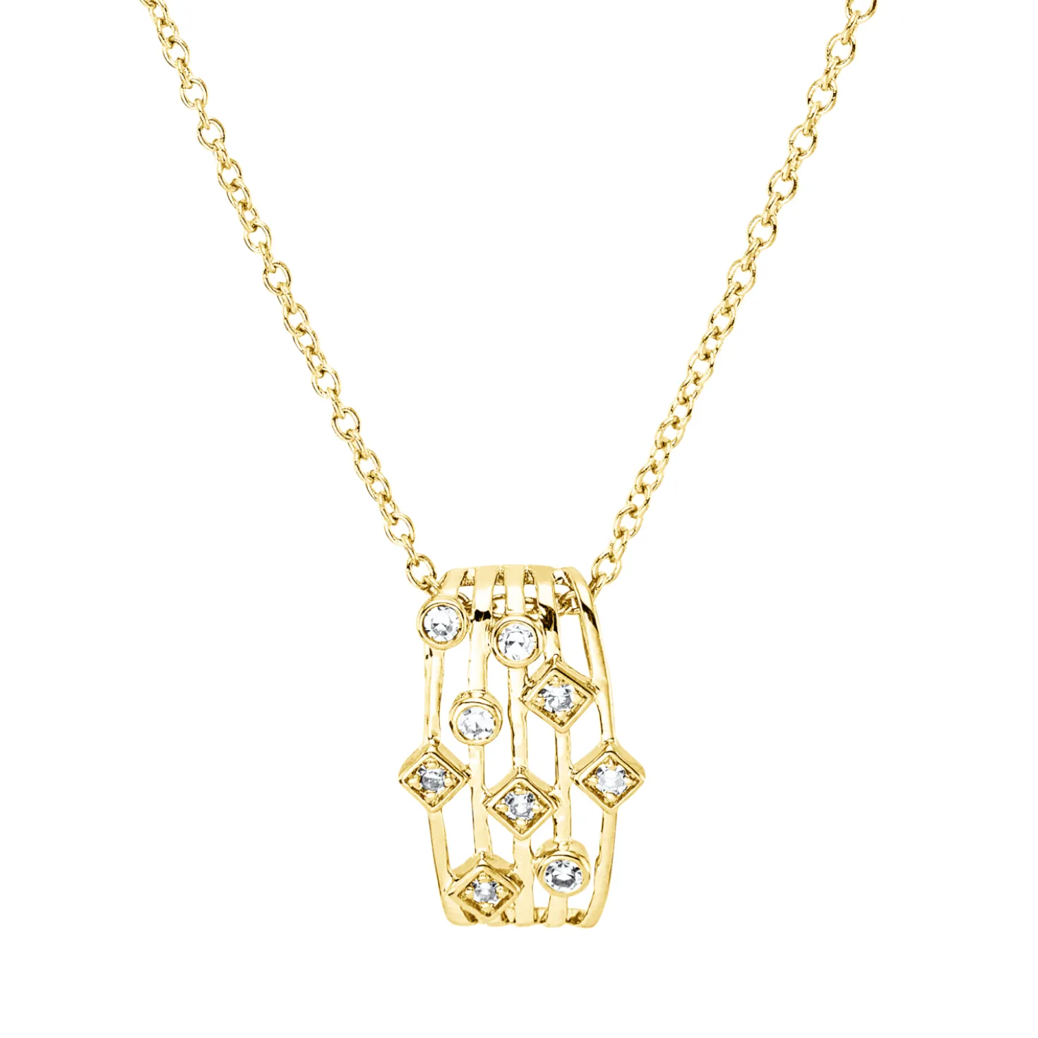 Collier aus 750 Gelbgold 4 Diamanten 0,02ct TW-SI 5 Diamanten 0,04ct TW-SI L:45cm