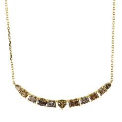 Collier aus 750 Gelbgold 11 Diamanten Fanatsy-Schliff 2,52ct braun L:43,2cm