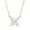 Collier aus 750 Gelbgold 4 Diamanten Navette-Schliff 0,5ct TW-VSI/SI L:45cm