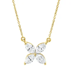 Collier aus 750 Gelbgold 4 Diamanten Navette-Schliff 0,5ct TW-VSI/SI L:45cm