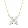 Collier aus 750 Gelbgold 4 Diamanten Navette-Schliff 0,75ct TW-VSI/SI L:45cm