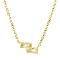 Collier aus 750 Gelbgold 2 Diamanten Trapez-Schliff 0,1ct TW-VSI/SI L:43,2cm