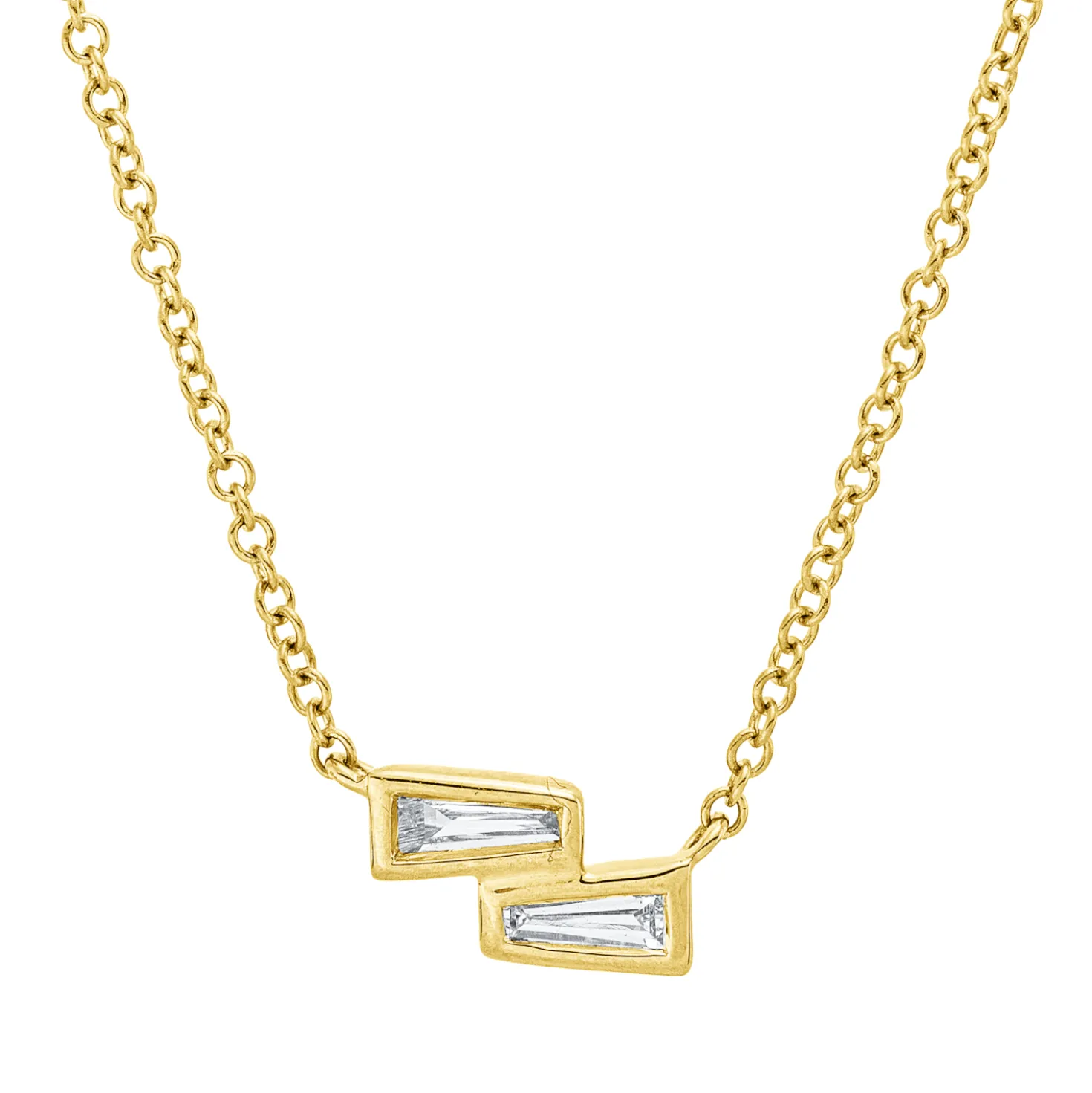 Collier aus 750 Gelbgold 2 Diamanten Trapez-Schliff 0,1ct TW-VSI/SI L:43,2cm