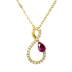 Collier aus 750 Gelbgold Rubin 0,28ct rot 22 Brillanten 0,11ct F-VSI L:45,7cm