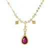 Collier aus 750 Gelbgold Rubin 0,53ct rot 8 Brillanten 0,11ct F-VSI L:45,7cm