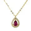 Collier aus 750 Gelbgold Rubin 0,44ct rot 20 Brillanten 0,08ct F-VSI L:45,7cm
