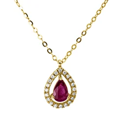 Collier aus 750 Gelbgold Rubin 0,44ct rot 20 Brillanten 0,08ct F-VSI L:45,7cm