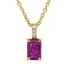 Collier aus 750 Gelbgold Rubin 0,63ct rot 3 Brillanten 0,02ct TW-SI L:45cm