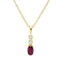 Collier aus 750 Gelbgold Rubin 0,28ct rot 2 Brillanten 0,03ct TW-SI L:45cm