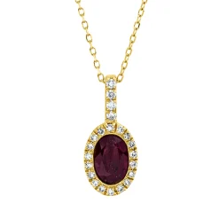 Collier aus 750 Gelbgold Rubin 0,49ct rot 22 Diamanten 0,08ct TW-SI L:45cm