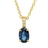 Collier aus 750 Gelbgold Saphir 0,46ct blau 3 Brillanten 0,02ct TW-SI L:45cm