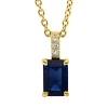 Collier aus 750 Gelbgold Saphir 0,65ct blau 3 Brillanten 0,02ct TW-SI L:45cm