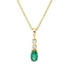 Collier aus 750 Gelbgold Smaragd 0,22ct grün 2 Brillanten 0,03ct TW-SI L:45cm