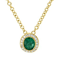 Collier aus 750 Gelbgold Smaragd 0,35ct grün 20 Brillanten 0,06ct TW-VSI L:45,7cm