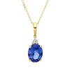 Collier aus 585 Gelbgold Tansanit 2,07ct blau 3 Brillanten 0,04ct TW-SI L:45,7cm