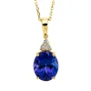 Collier aus 750 Gelbgold Tansanit 3,77ct blau 3 Brillanten 0,08ct TW-SI L:45,7cm