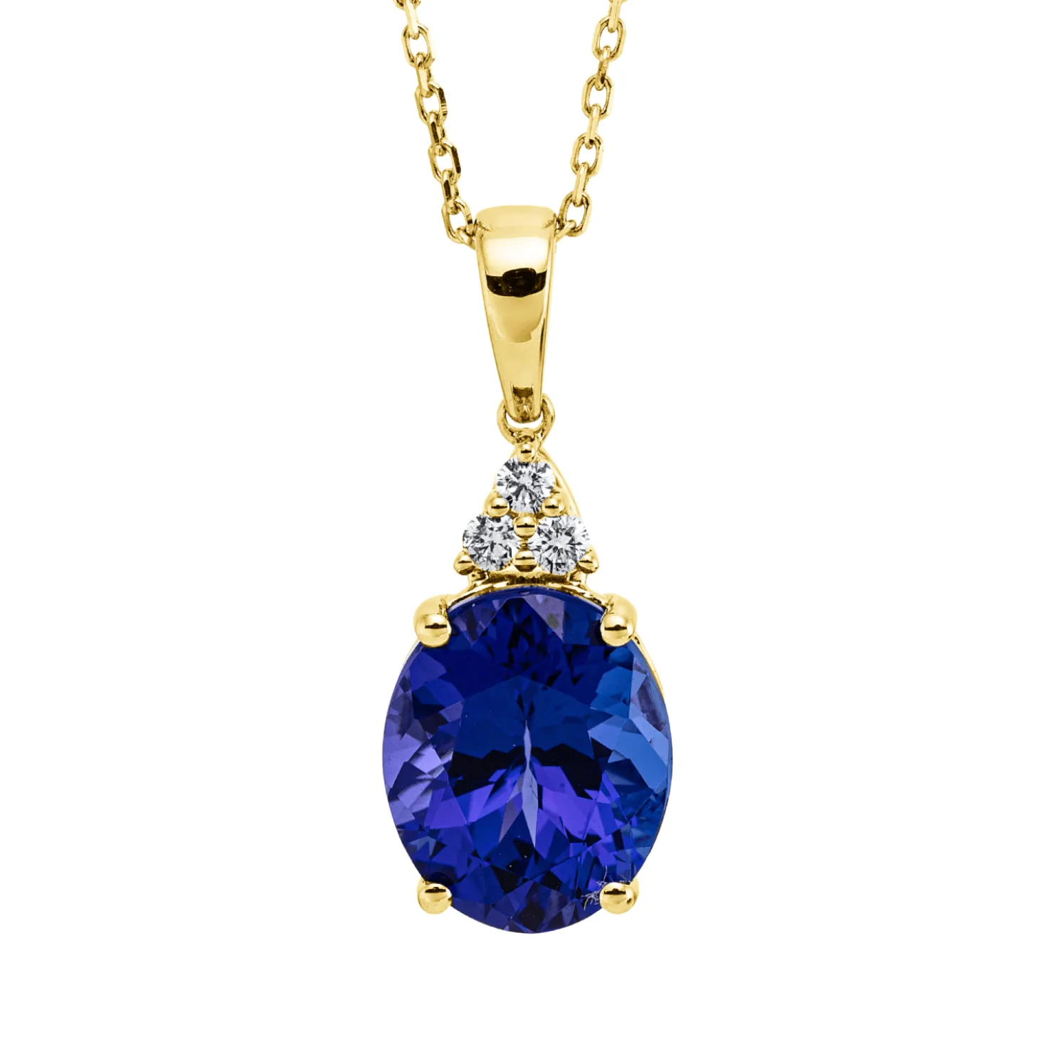 Collier aus 750 Gelbgold Tansanit 3,77ct blau 3 Brillanten 0,08ct TW-SI L:45,7cm